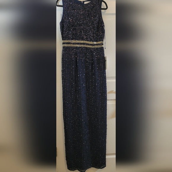 MAC DUGGAL 93603 Sequined Sleeveless Beaded Navy Dress NWT Sz 4 - Picture 8 of 9